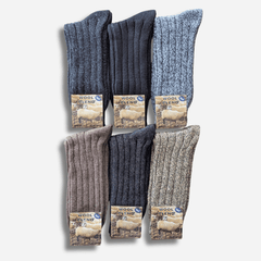 Men's Ultra Chunky Wool Thermal Socks 6 Pairs UK 6-11 EU 39-45 Assorted
