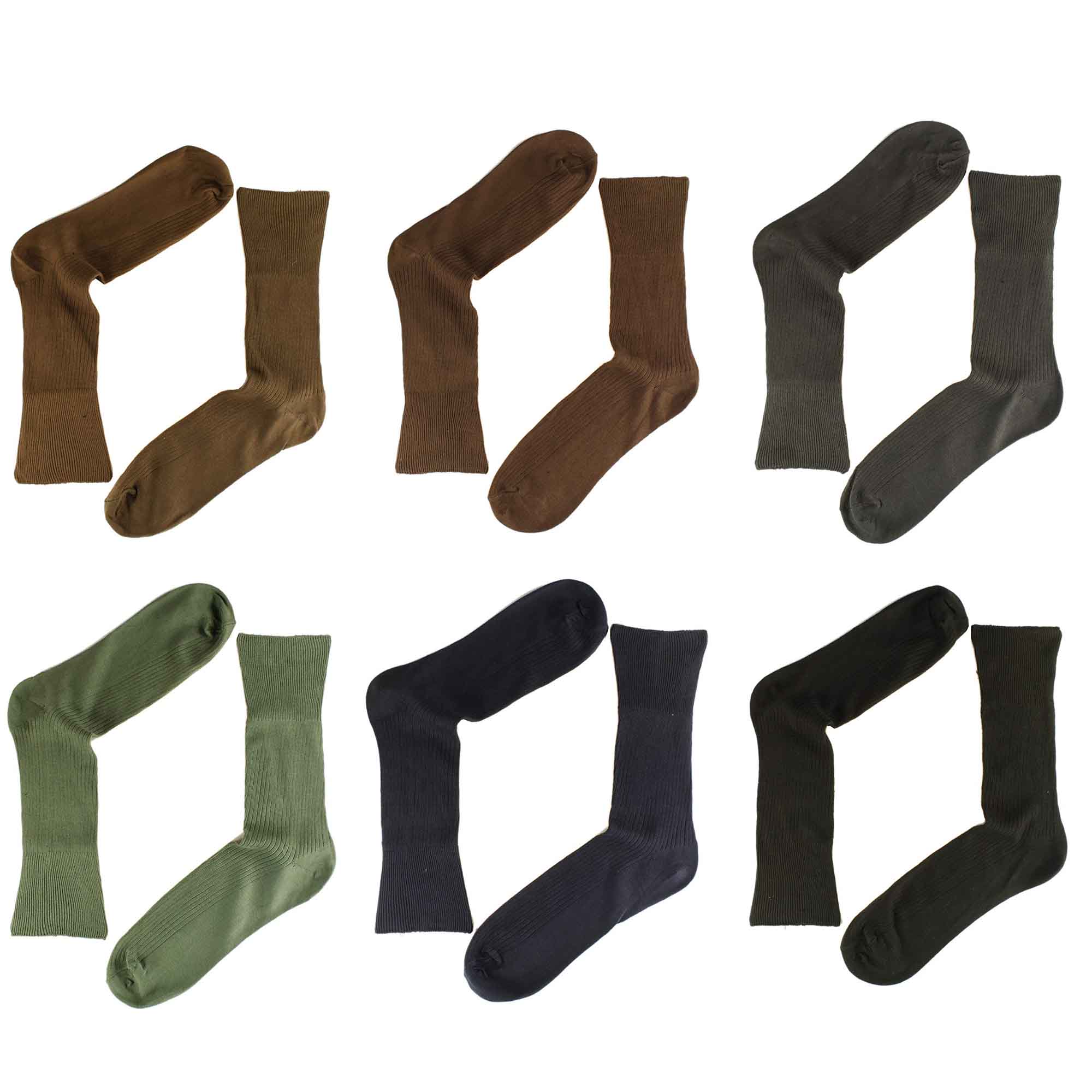 Men's 100% Cotton Loose Top Non Elastic Diabetic Friendly Socks 6 Pairs