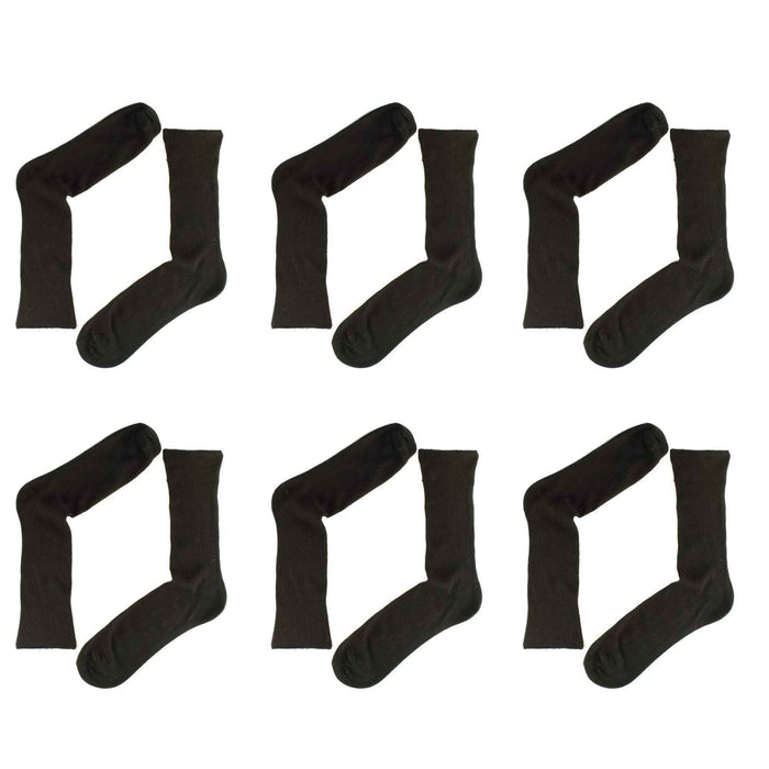 Men's 100% Cotton Loose Top Non Elastic Diabetic Friendly Socks 6 Pairs, BLACK