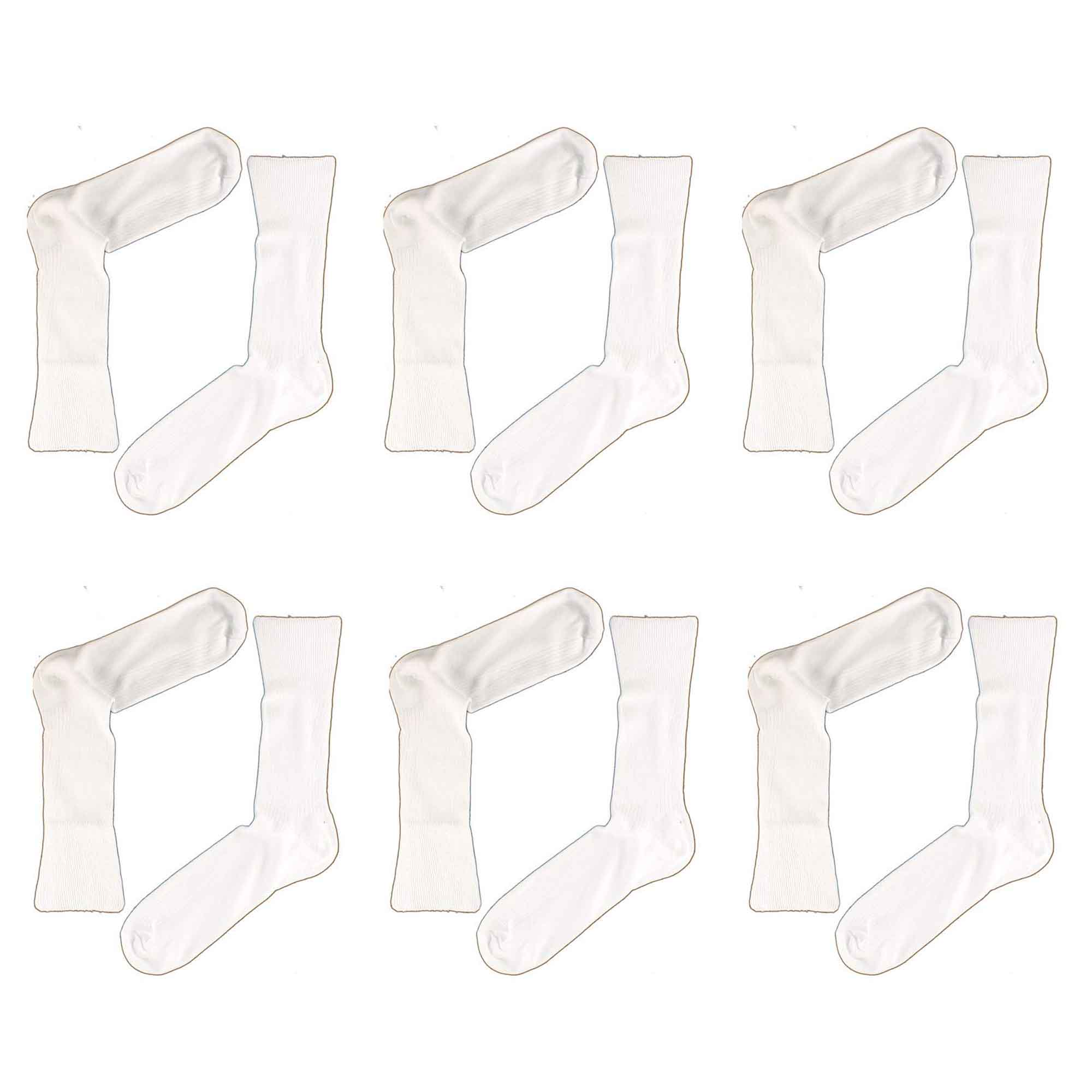 Men's 100% Cotton Loose Top Non Elastic Diabetic Friendly Socks 6 Pairs