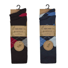 Men's Bamboo Argyle Stripe Socks 6 Pairs Breathable Moisture-Wicking Anti-Odor