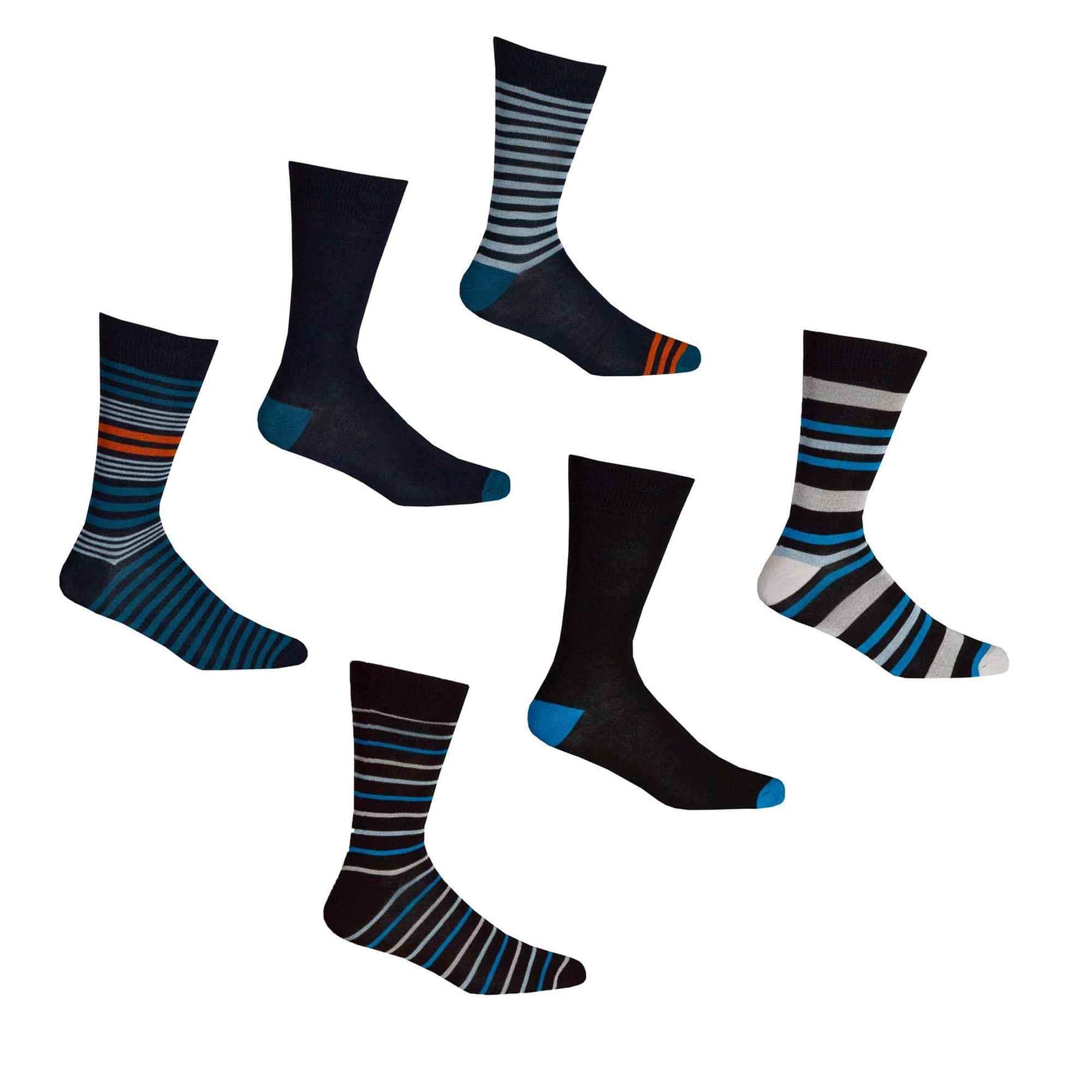 Men's Bamboo Argyle Stripe Socks 6 Pairs Breathable Moisture-Wicking Anti-Odor