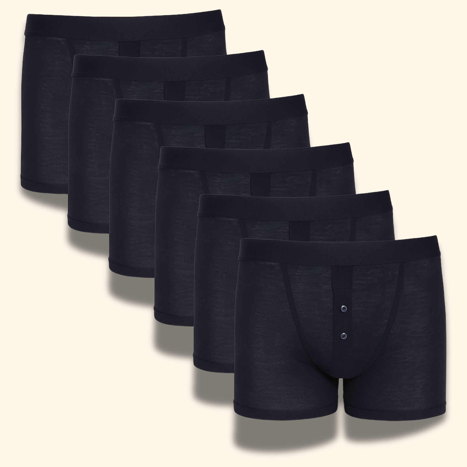 Men's 6 Pair Pack Black Ribbed Boxer Shorts Cotton Stretch Fabric Durable