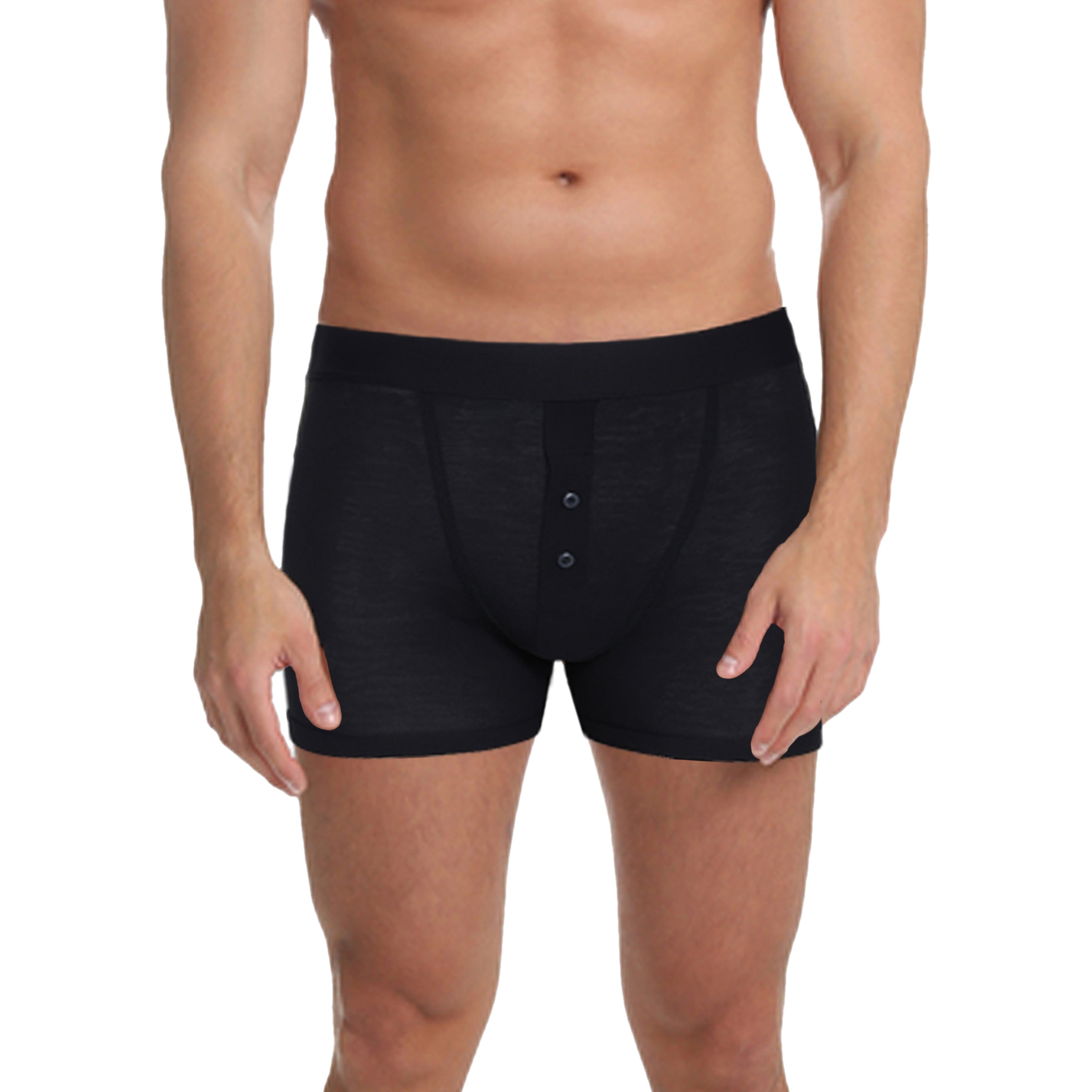 Men's 6 Pair Pack Black Ribbed Boxer Shorts Cotton Stretch Fabric Durable