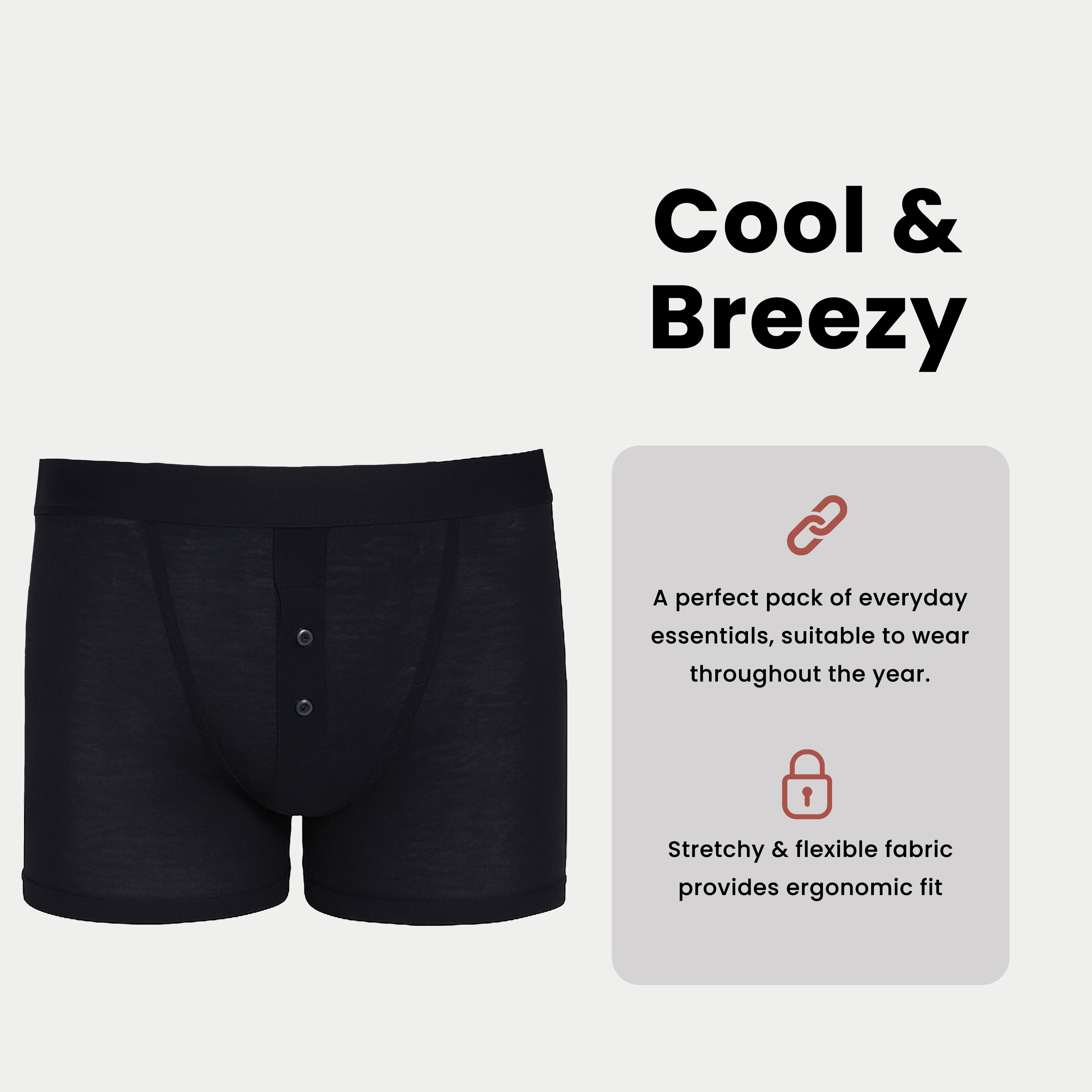 Men's 6 Pair Pack Black Ribbed Boxer Shorts Cotton Stretch Fabric Durable