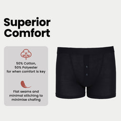 Men's 6 Pair Pack Black Ribbed Boxer Shorts Cotton Stretch Fabric Durable