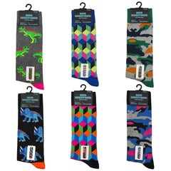 Men's Novelty Cotton Rich Socks 6 Pairs Breathable with Sculpted Heels UK 6-11