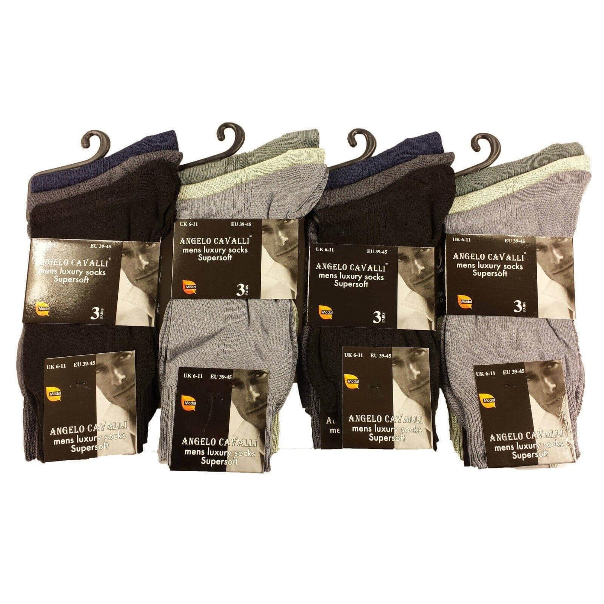 Men's Luxury Super Soft Cotton Modal Dress Socks 6 Pairs Assorted Colours UK 6