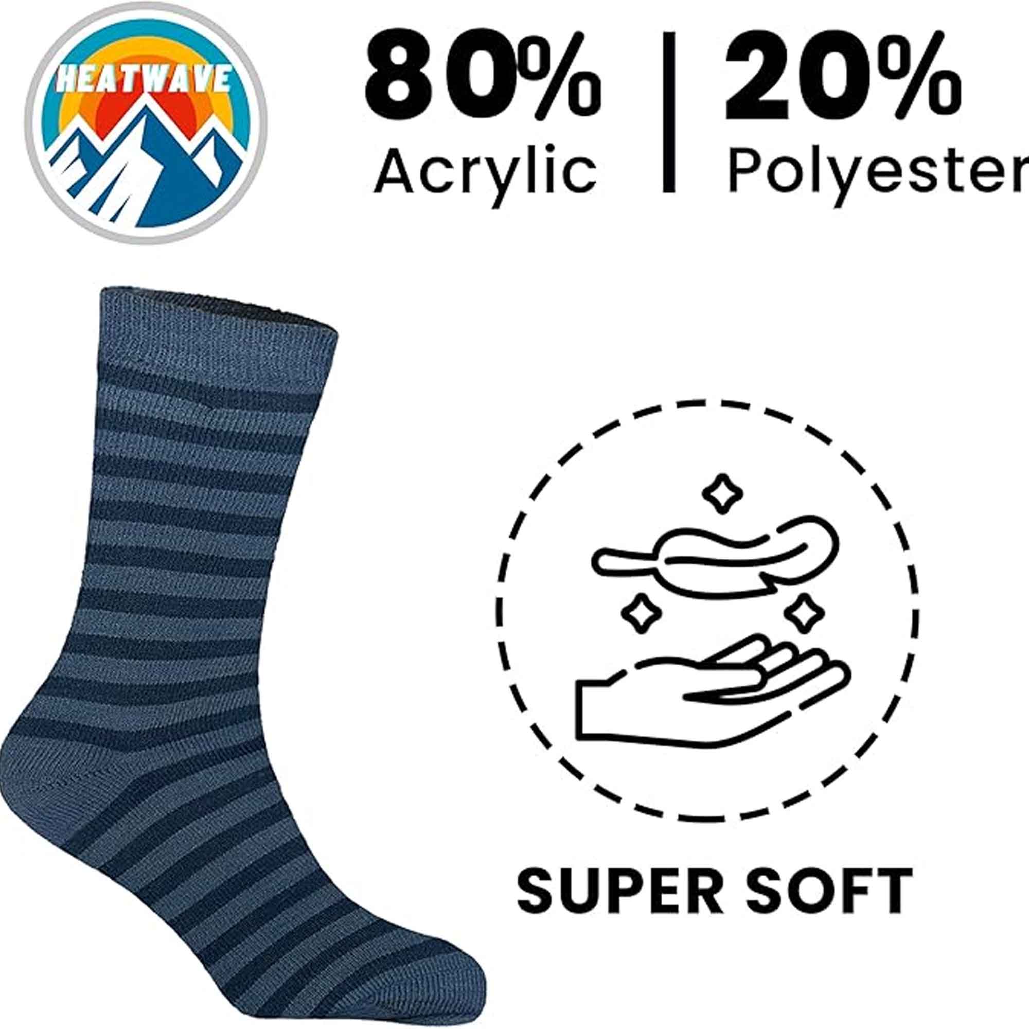 Men's Thermal Work Boot Socks 6 Pairs Thick Cushioned Reinforced Heel And Toe