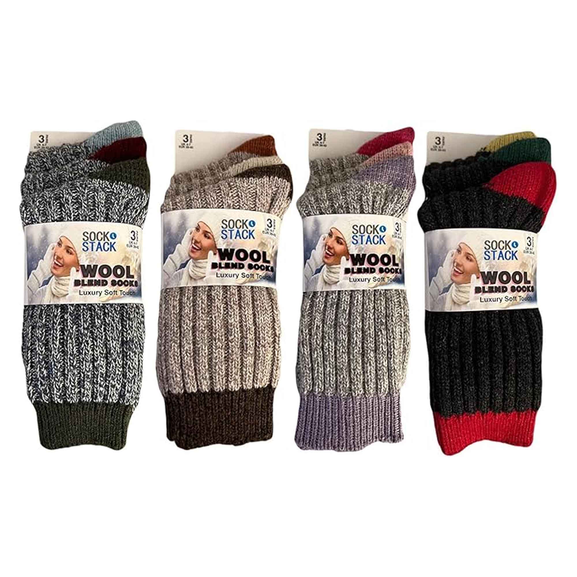 Women's Thick Wool Hiking Socks 6 Pairs Cushioned Reinforced Heel Toe UK 4-7