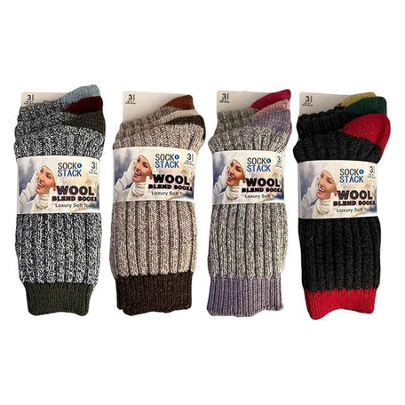 Women's Thick Wool Hiking Socks 6 Pairs Cushioned Reinforced Heel Toe UK 4-7