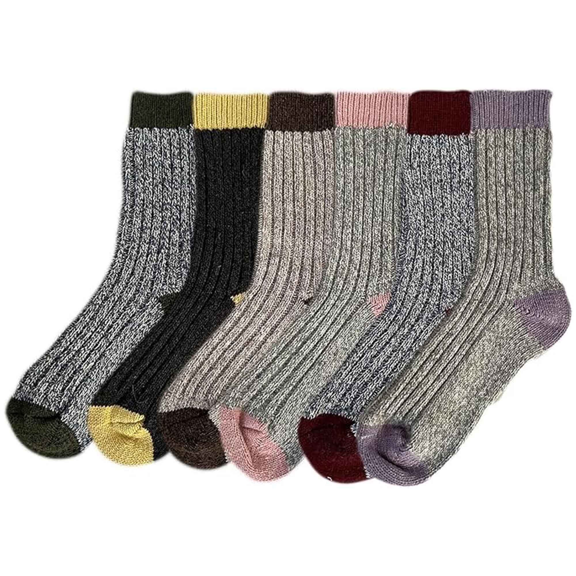 Women's Thick Wool Hiking Socks 6 Pairs Cushioned Reinforced Heel Toe UK 4-7