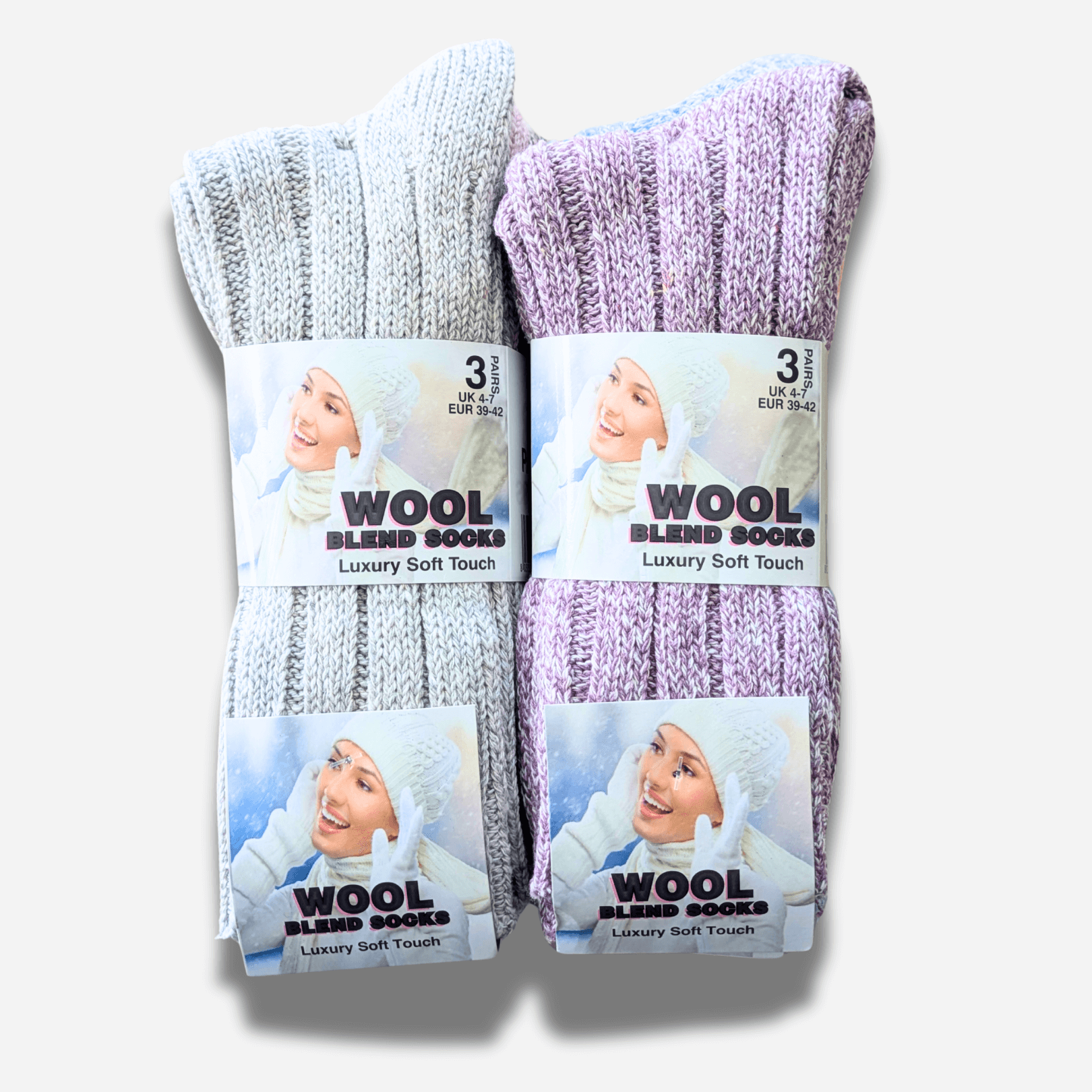 Women's Chunky Wool Thermal Socks 6 Pairs UK 4-7 EU 37-40 Assorted Colours