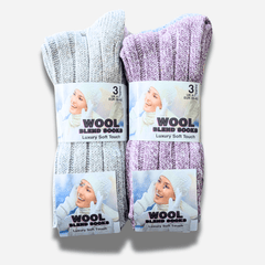 Women's Chunky Wool Thermal Socks 6 Pairs UK 4-7 EU 37-40 Assorted Colours