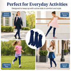 Girls' Cotton Lycra School Tights 3 Pack – Ages 3–12