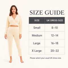 Women's Teddy Fleece Loungewear Set With Long Sleeve Wrap Top And Stretch
