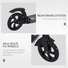 HOMCOM Folding Kick Scooter – Adjustable Height, Dual Suspension & Rear Brake