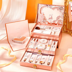 20-Piece True Love Deer Makeup Gift Set – Nude Orange & Pink Tones