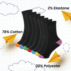 Days Of The Week Socks 7 Pack Cotton Rich Black With Multi colour Heel And Toe