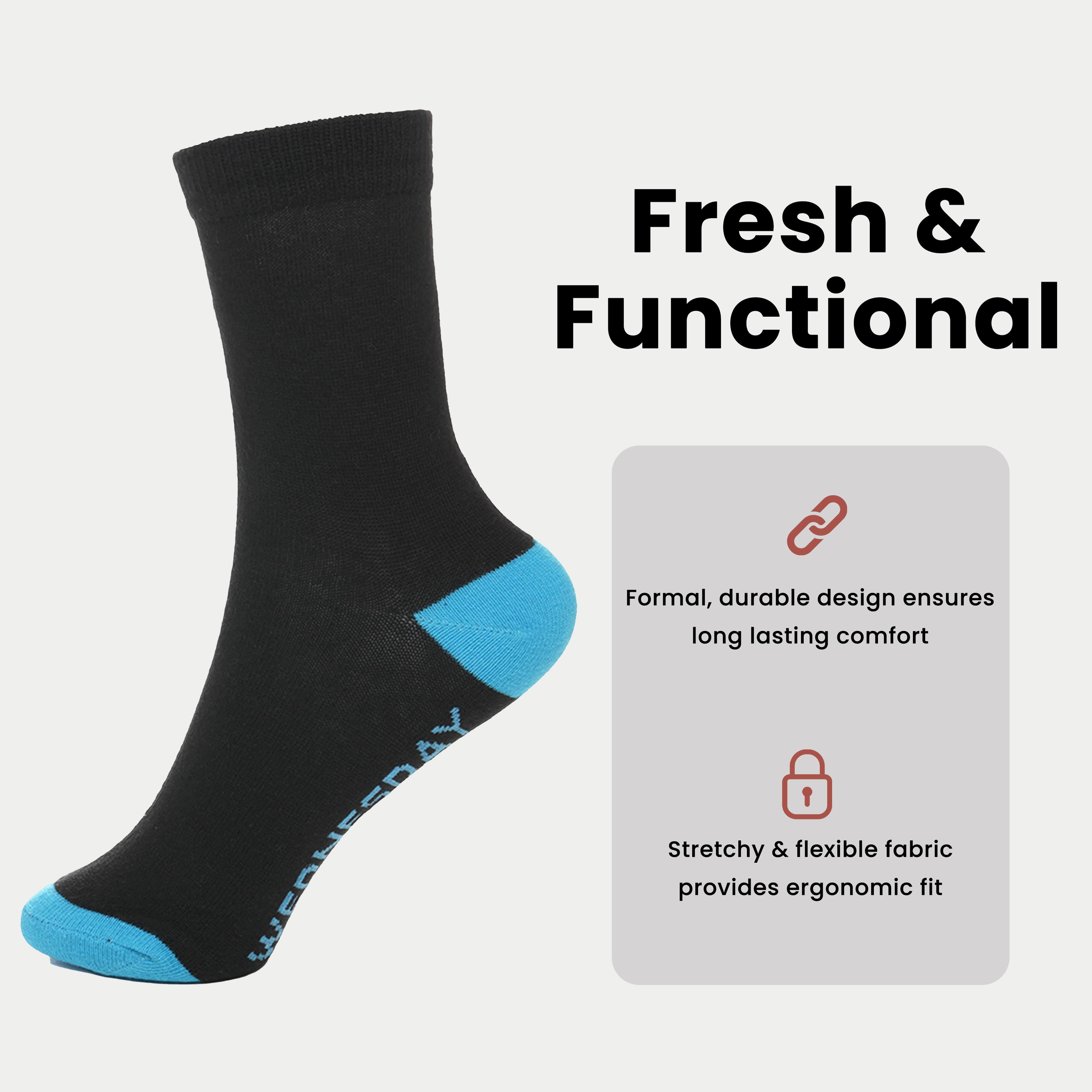 Days Of The Week Socks 7 Pack Cotton Rich Black With Multi colour Heel And Toe