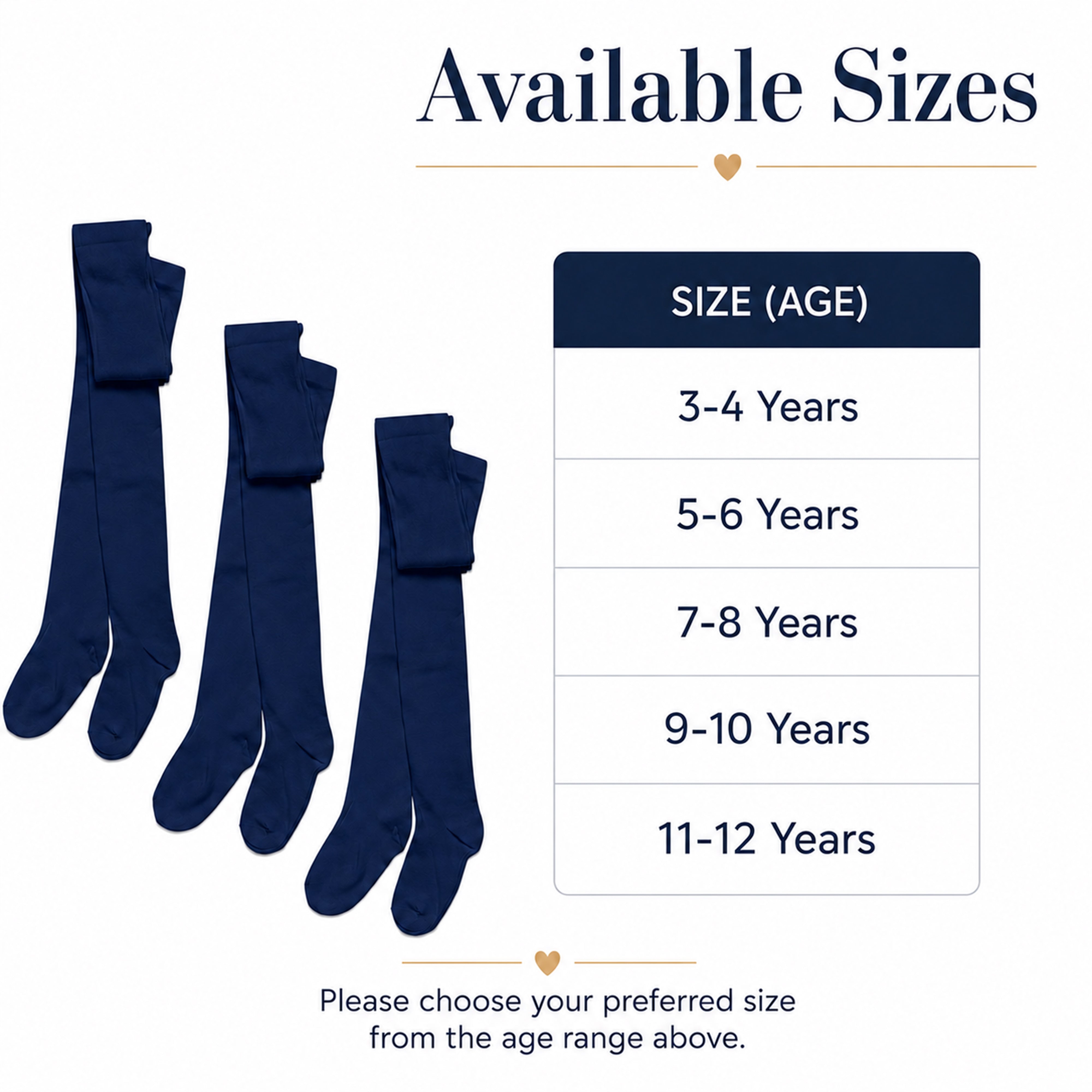 Girls' Cotton Lycra School Tights 3 Pack – Ages 3–12