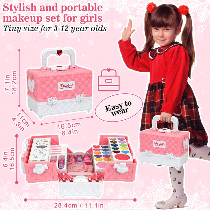 HEANING Washable Kids' Makeup Set, Safe & Fun Cosmetic Kit for Girls, image 2