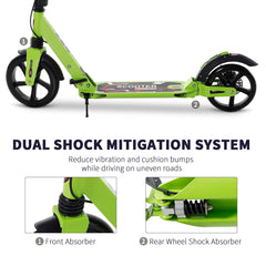 HOMCOM Folding Kick Scooter – Dual Brake, Dual Suspension & Adjustable Handlebar