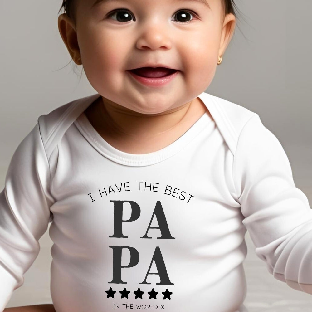 Personalised Best Papa Baby Grow, Vest or Bib – Gift for New Dads