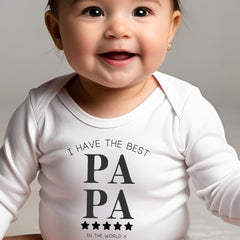 Personalised Best Papa Baby Grow, Vest or Bib – Gift for New Dads