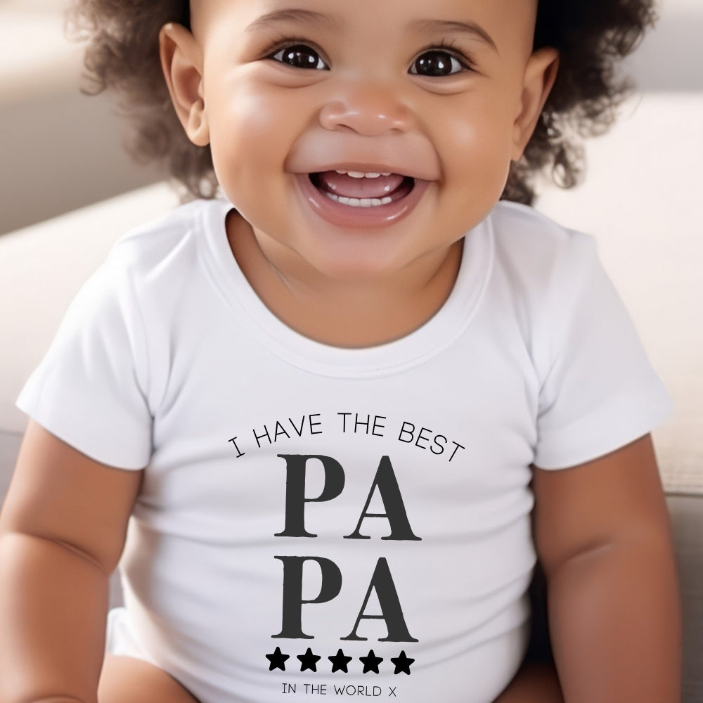 Personalised Best Papa Baby Grow, Vest or Bib – Gift for New Dads