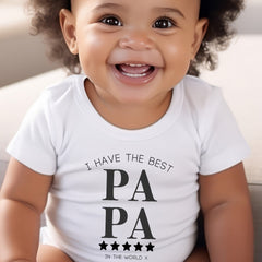 Personalised Best Papa Baby Grow, Vest or Bib – Gift for New Dads