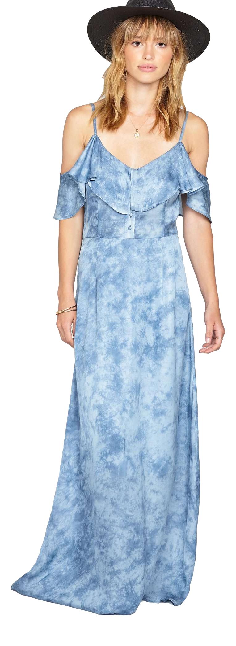 Lost Paradise Tie-Dye Satin Off-Shoulder Dress