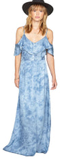Lost Paradise Tie-Dye Satin Off-Shoulder Dress