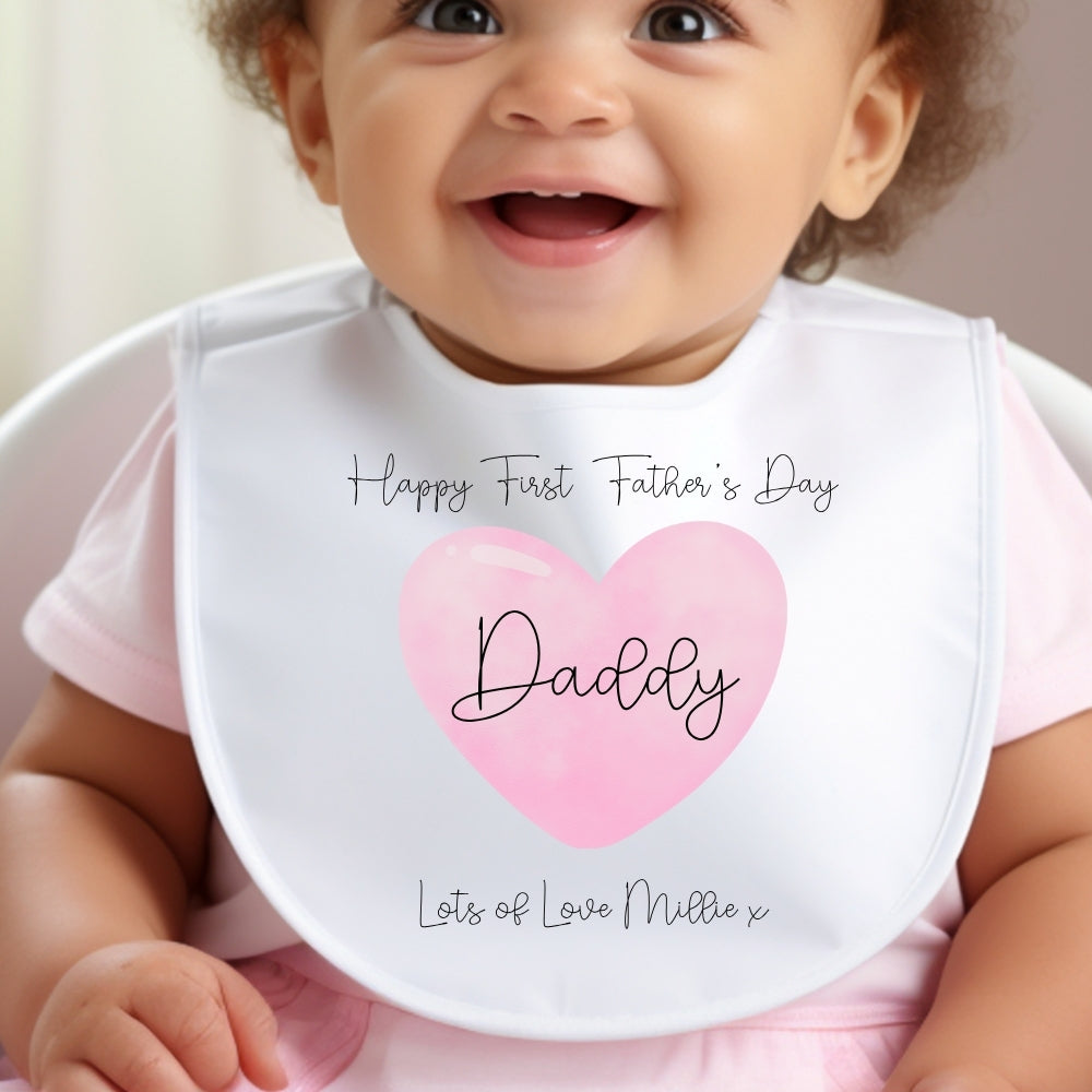 Personalised Pink 1st Father's Day Baby Grow, Vest or Bib