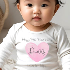 Personalised Pink 1st Father's Day Baby Grow, Vest or Bib