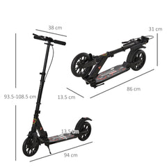 HOMCOM Foldable Kick Scooter – Adjustable Height, Double Suspension & Dual Brakes