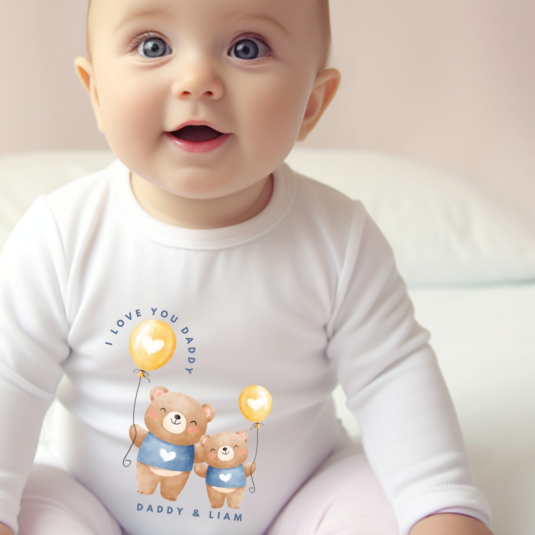 Personalised Daddy & Little Bear Baby Grow, Vest or Bib