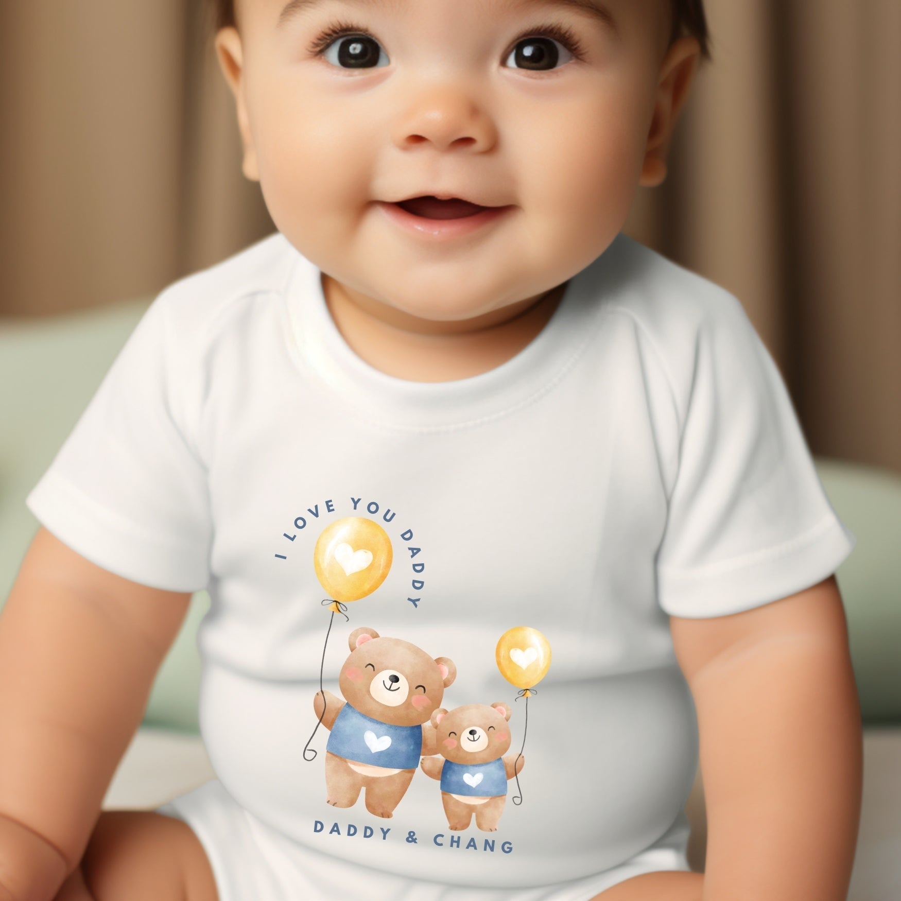 Personalised Daddy & Little Bear Baby Grow, Vest or Bib