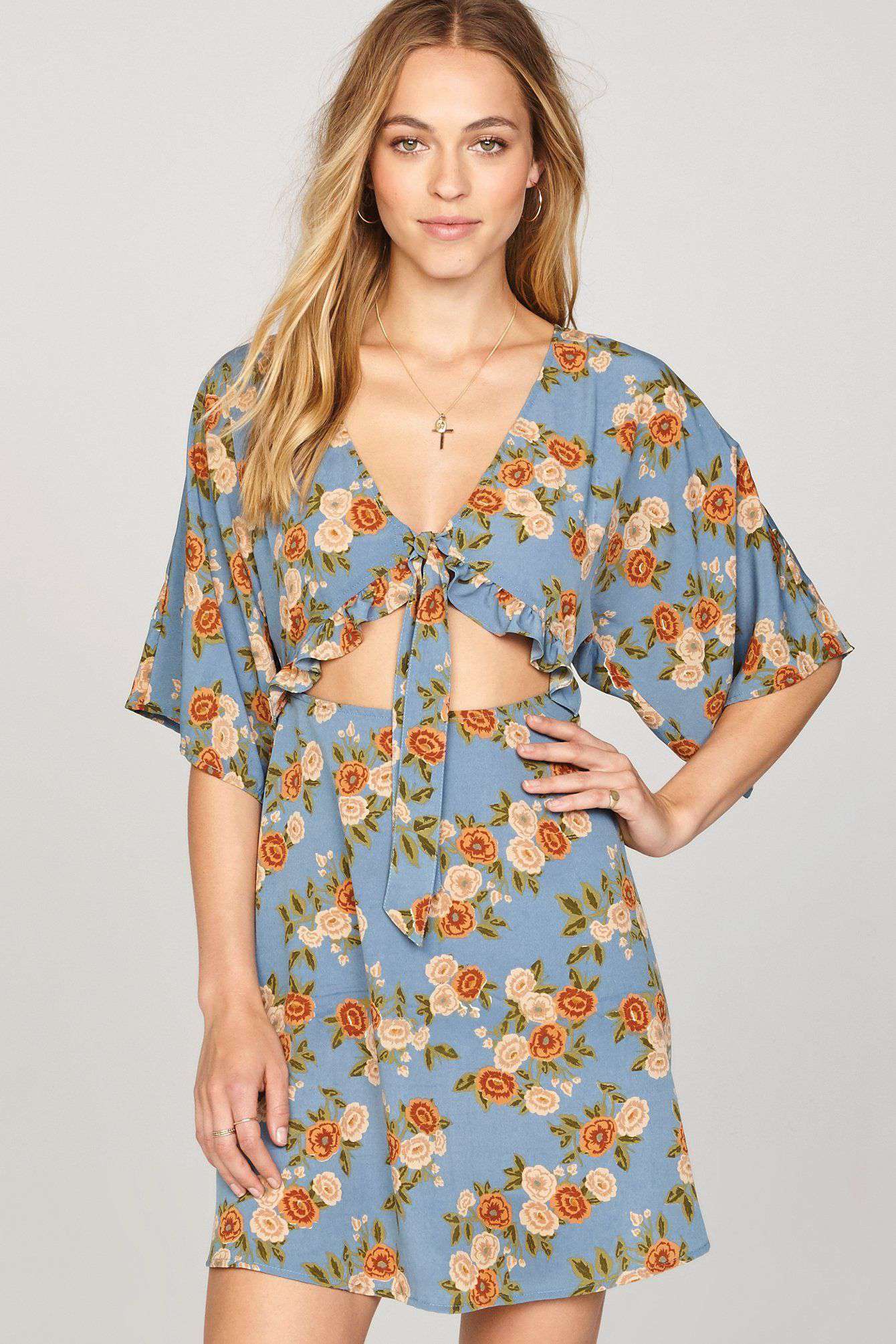 Floral Envy Printed Dress with Ruffle Tie Front