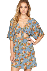Floral Envy Printed Dress with Ruffle Tie Front