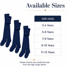 Girls' Cotton Lycra School Tights 3 Pack – Ages 3–12