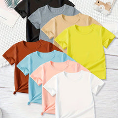 8-Pack Girls' Summer T-Shirts – Soft Knit Crew Neck Tees