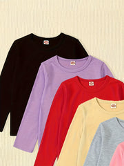 Girls' Soft Knit Long-Sleeve T-Shirt – Versatile & Comfortable