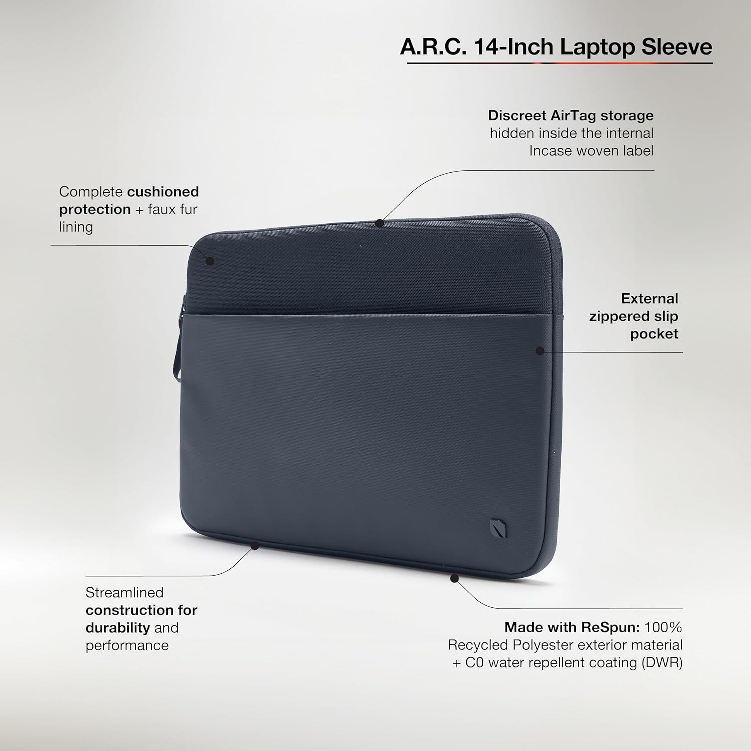 Incase Unisex A.R.C. Laptop Sleeve, Recycled Polyester