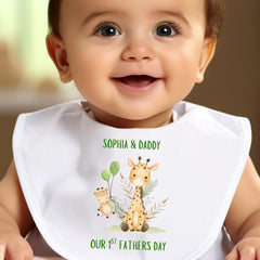 Personalised 1st Father's Day Giraffe Baby Grow, Vest or Bib