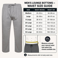 2 Pack Men's Cotton Lounge Bottoms Stretchable PJ Pants Durable Cosy