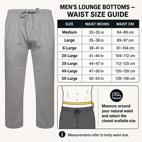 2 Pack Men's Cotton Lounge Bottoms Stretchable PJ Pants Durable Cosy