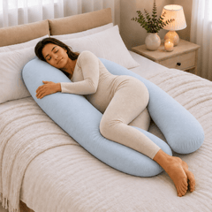 9ft Maternity Pillow & Case – Light Blue, Full Body Pregnancy Pillow