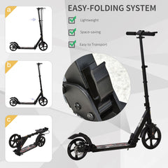 HOMCOM Folding Kick Scooter – Dual Brake, Dual Suspension & Adjustable Handlebar