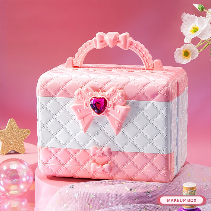 Girls' Washable Makeup Kit, Non-Toxic Vanity Set in Pink Shades, image 2